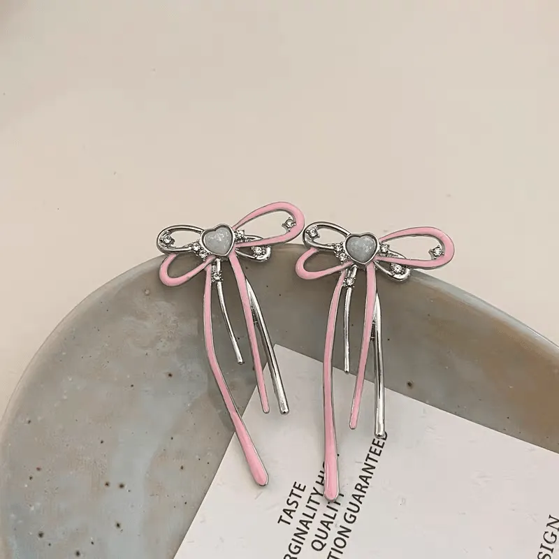 Pink Ribbon Big Bow Earrings