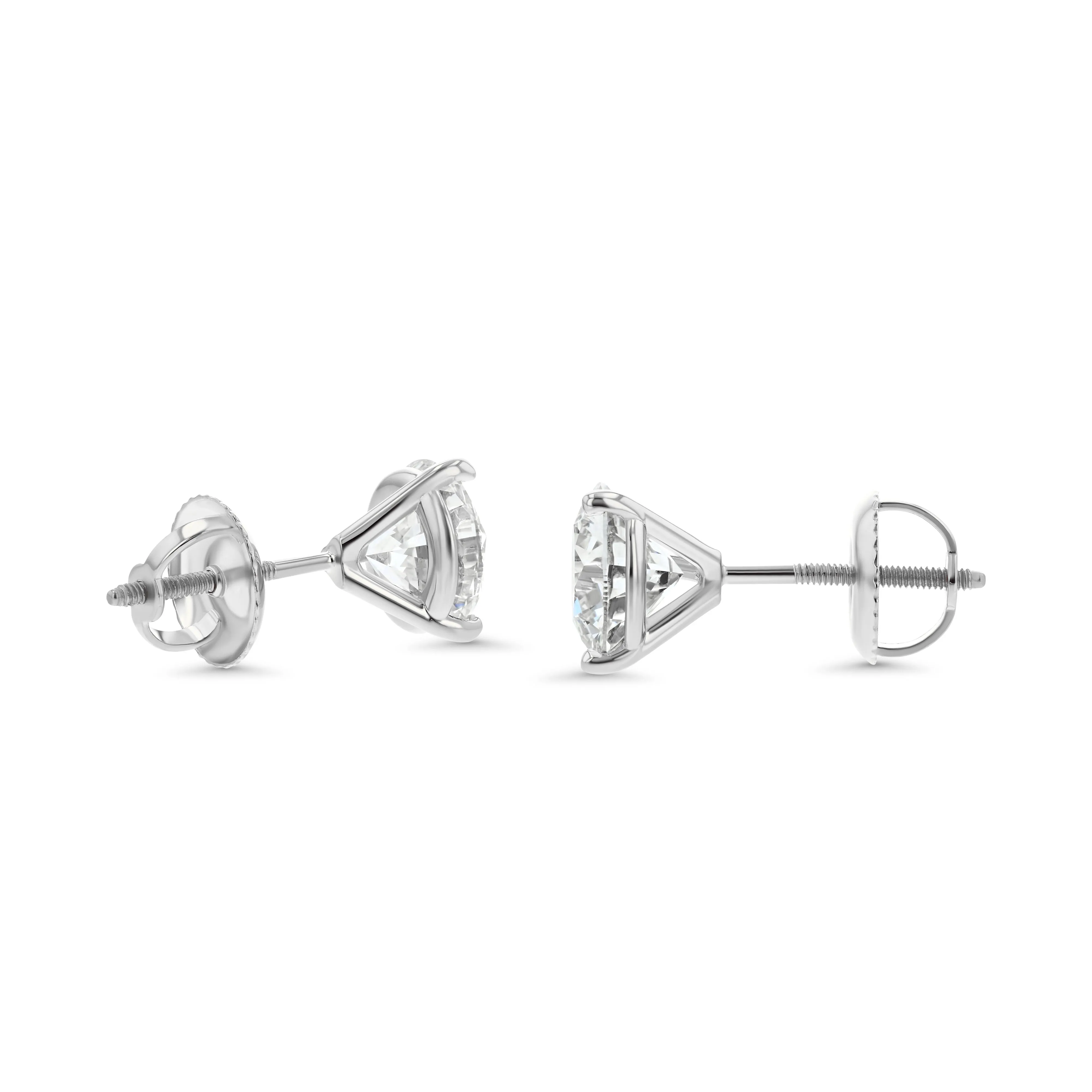 Platinum 3-prong Round Brilliant Diamond Stud Earrings (1 Ct. T.w., Si1-si2 Clarity, H-i Color)