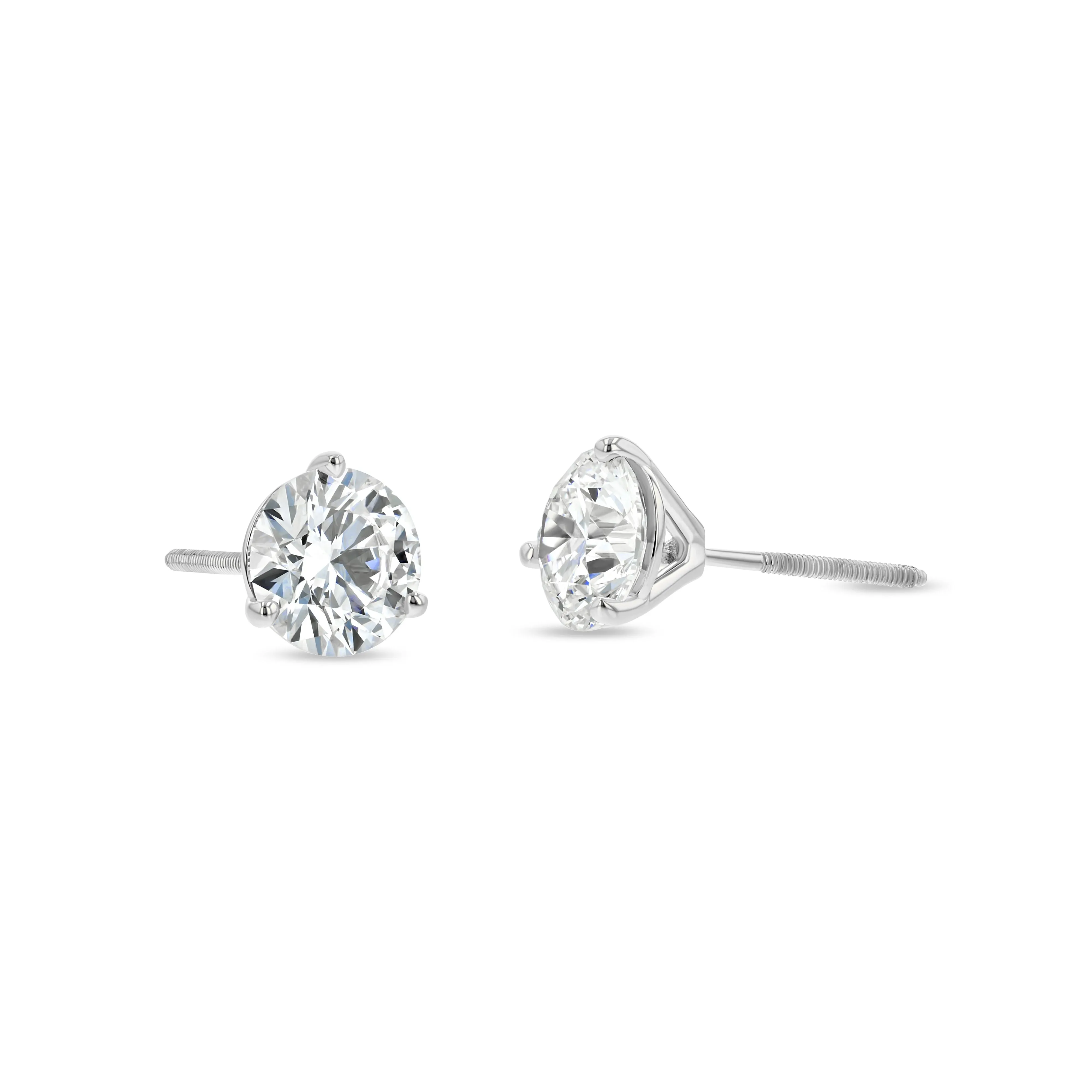 Platinum 3-prong Round Brilliant Diamond Stud Earrings (1 Ct. T.w., Si1-si2 Clarity, H-i Color)