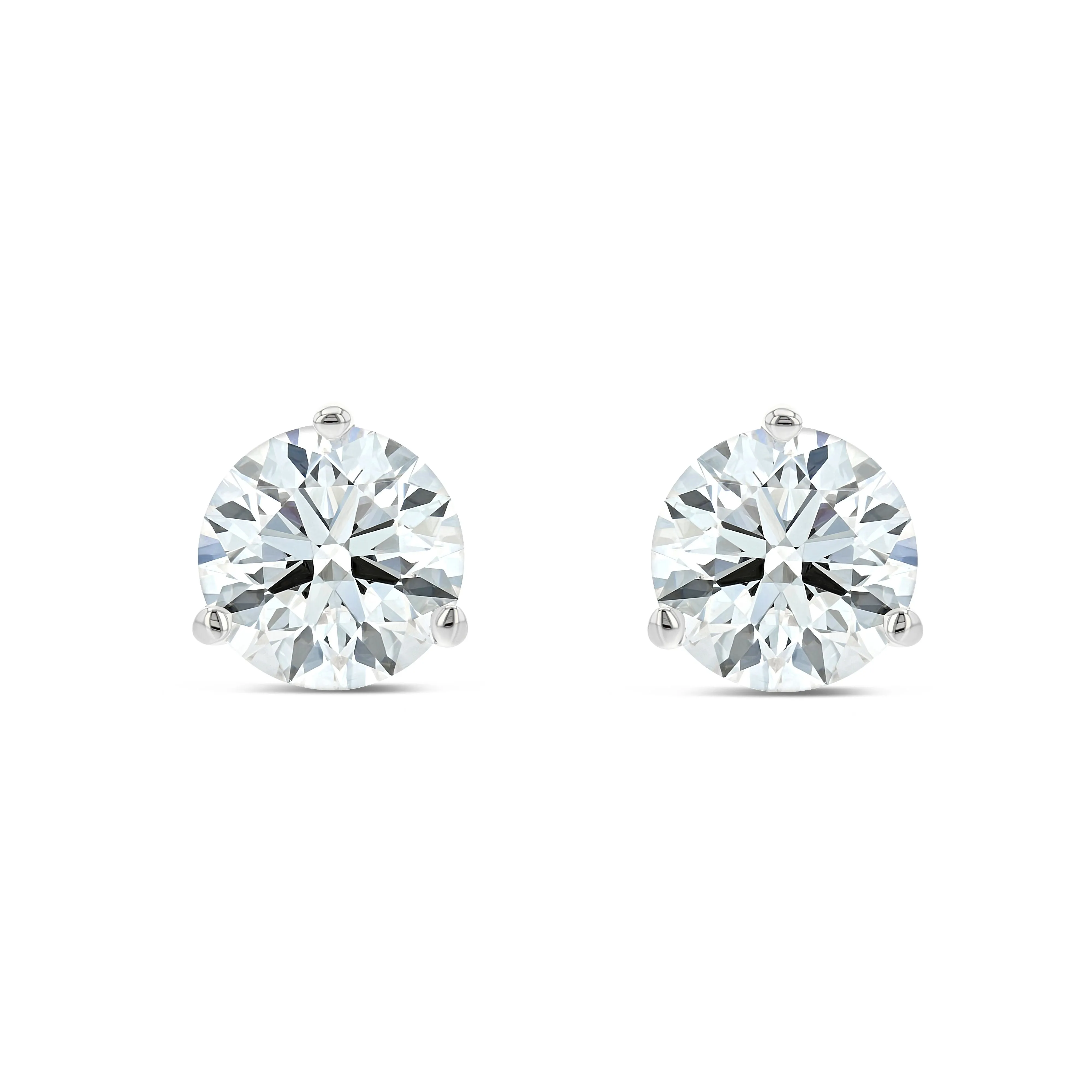 Platinum 3-prong Round Brilliant Diamond Stud Earrings (1 Ct. T.w., Si1-si2 Clarity, H-i Color)