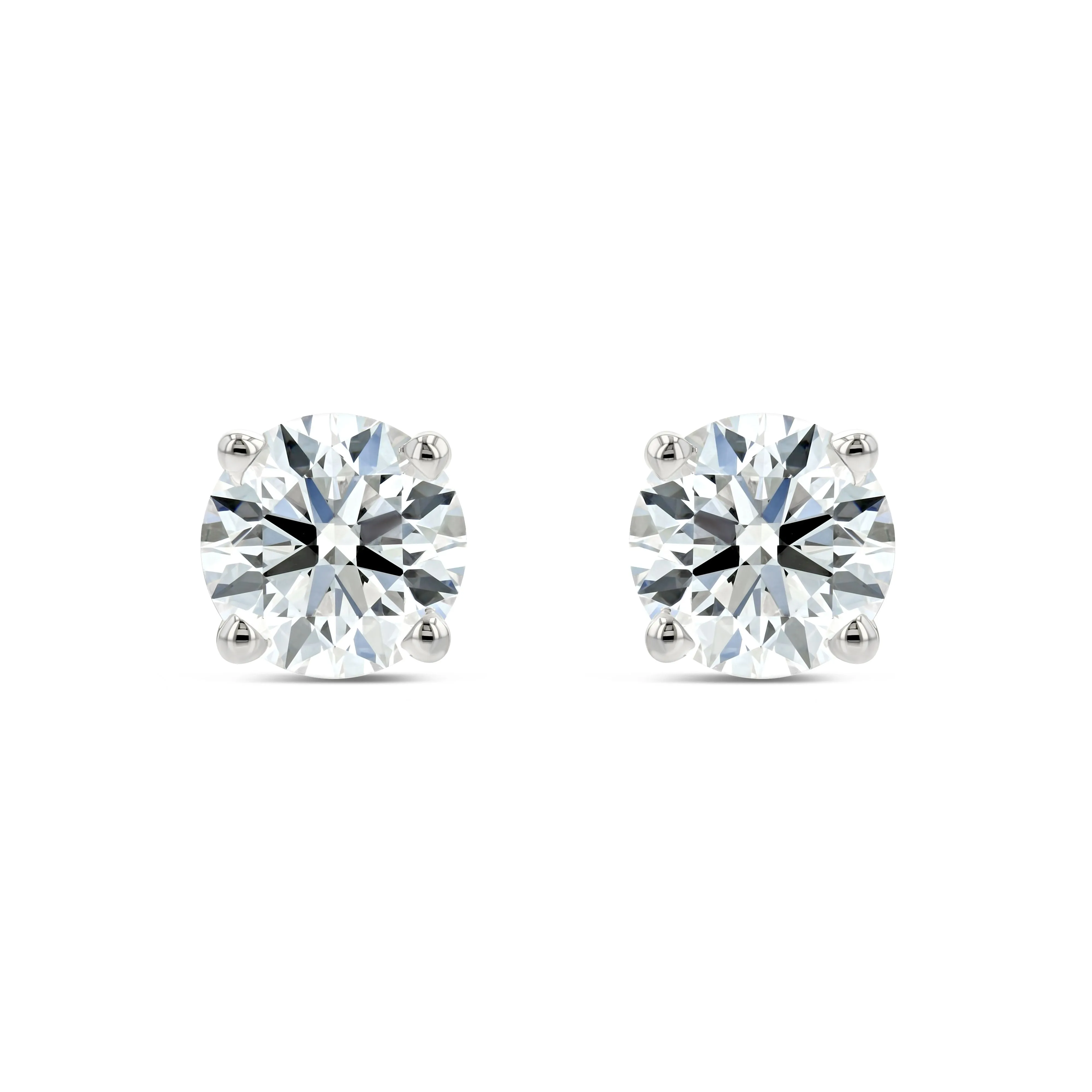 Platinum 4-prong Round Brilliant Diamond Stud Earrings (2.09 Ct. T.w., Si1-si2 Clarity, H-i Color)