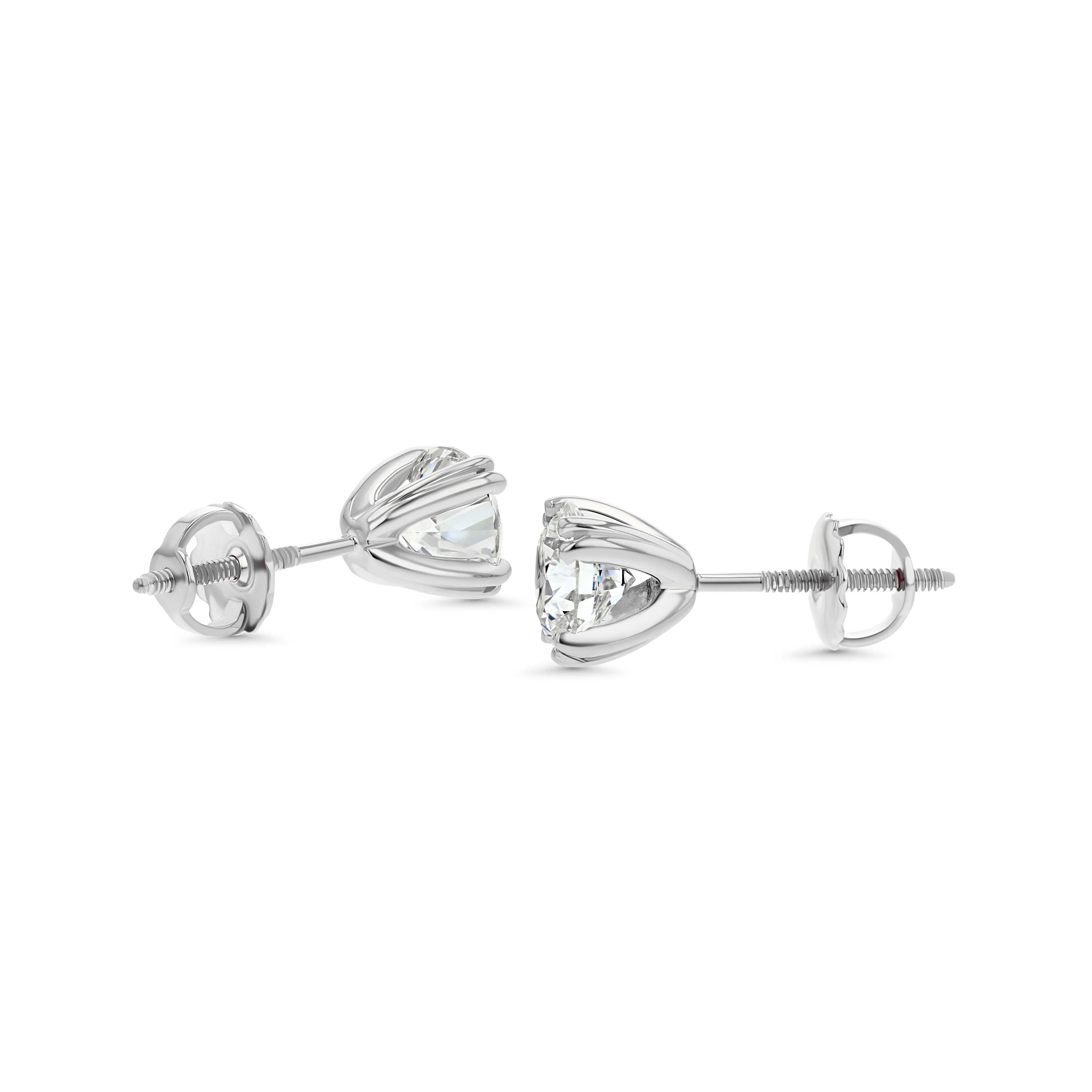 Platinum 8-prong Round Brilliant Diamond Stud Earrings (2.09 Ct. T.w., Si1-si2 Clarity, H-i Color)