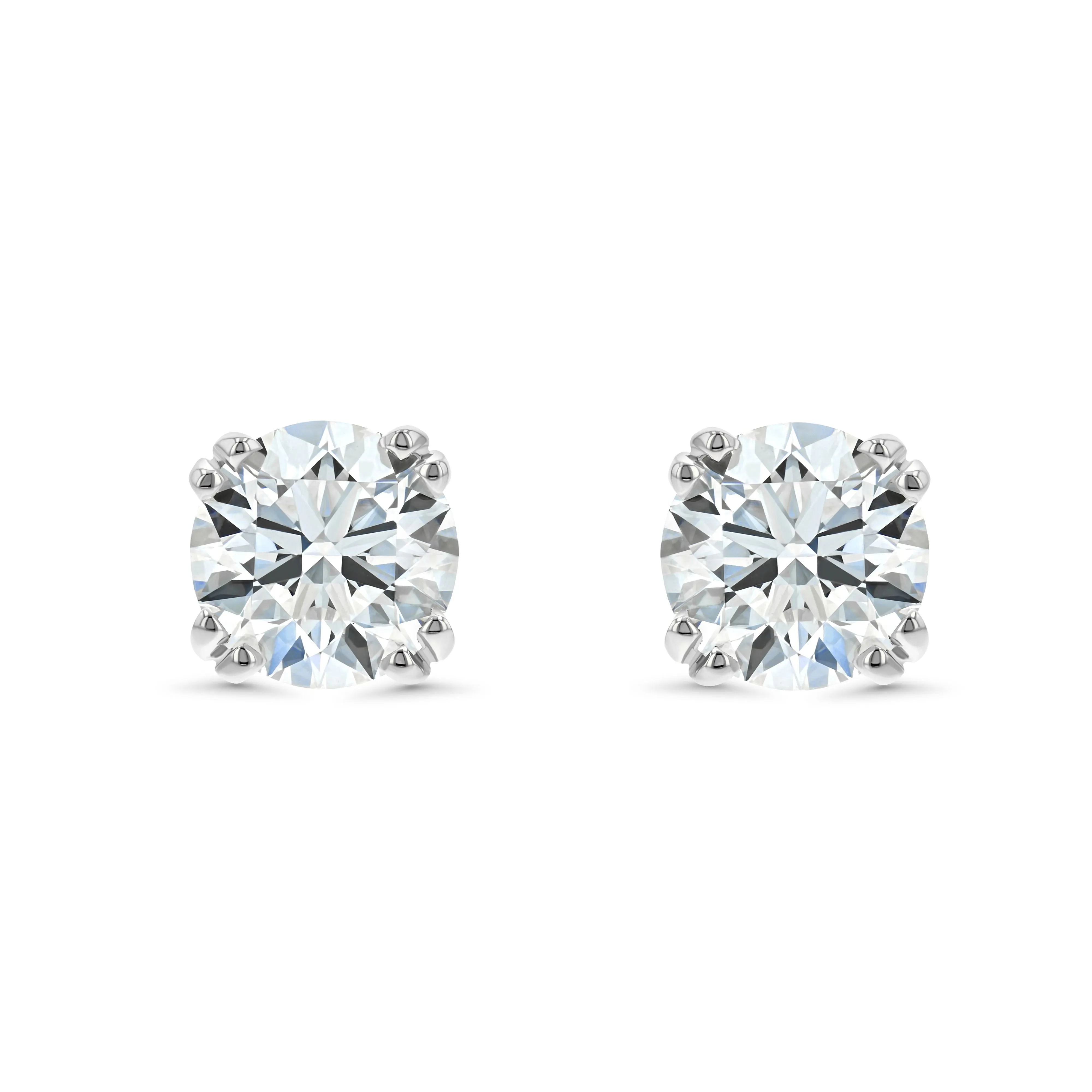 Platinum 8-prong Round Brilliant Diamond Stud Earrings (2.09 Ct. T.w., Si1-si2 Clarity, H-i Color)