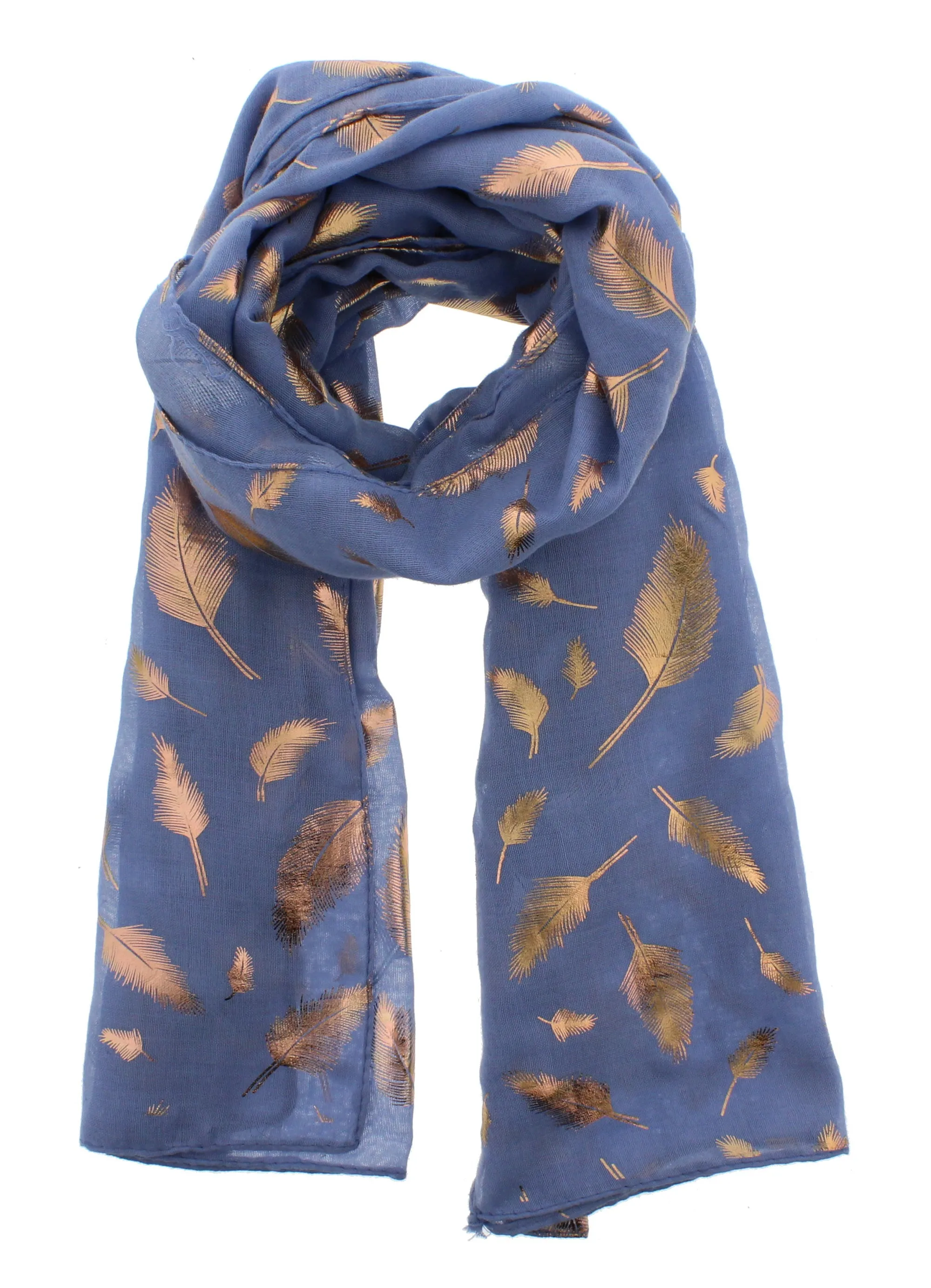 Scarf with Rose Gold Foil Feather Print