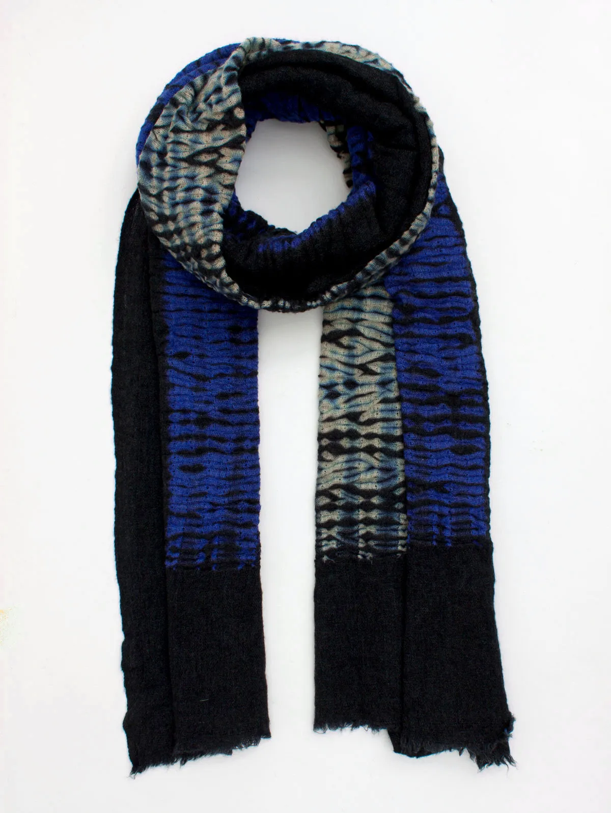 Shibori Tie Dye Merino Wool Scarf, Mix