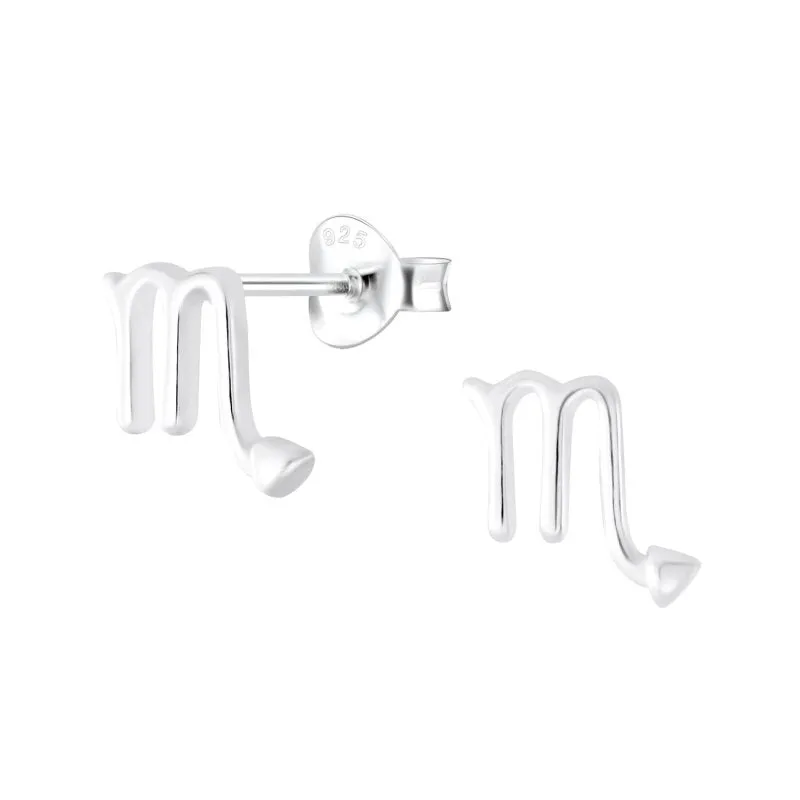 Sterling Silver Scorpio Star Sign Stud Earrings