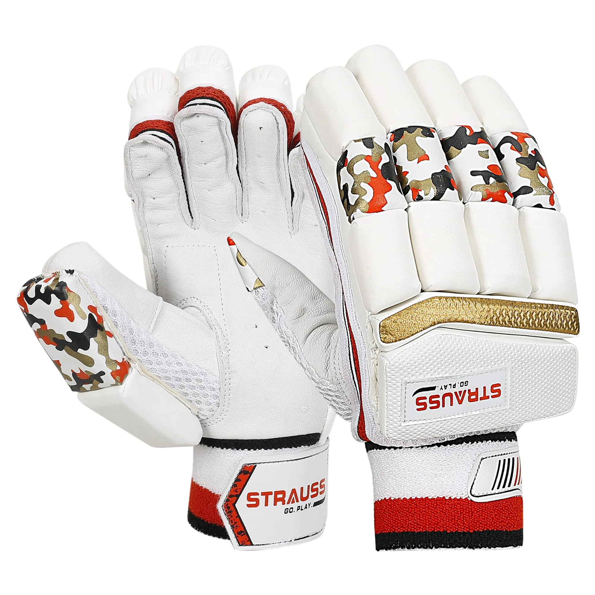 STRAUSS Cricket Batting Gloves | Premium Leather Ball Protection | Ergonomic Design for Left-Hand Batsman | Superior Grip and Comfort | High-Performance Cricket Gloves | Edition : Test | Size: Men