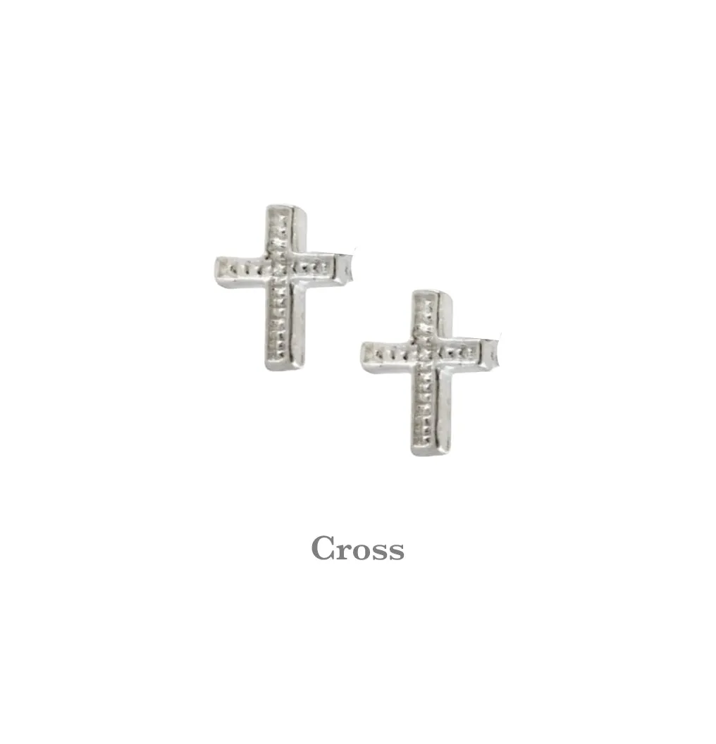 Stylish Boxed Dove Cross Sterling Silver Stud Earrings - Perfect for Any Occasion