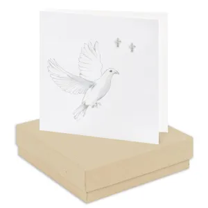 Stylish Boxed Dove Cross Sterling Silver Stud Earrings - Perfect for Any Occasion