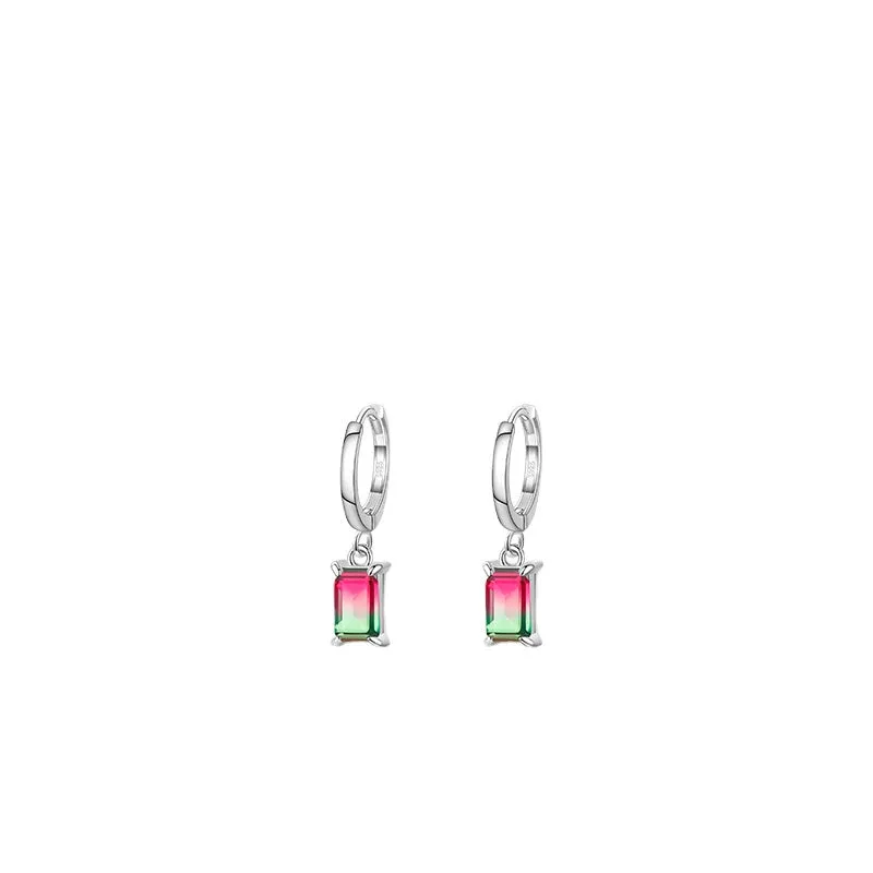 Stylish S925 Sterling Silver Watermelon Tourmaline Earrings for Women