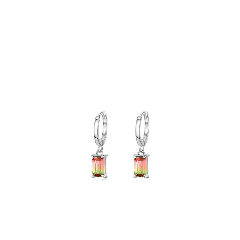 Stylish S925 Sterling Silver Watermelon Tourmaline Earrings for Women