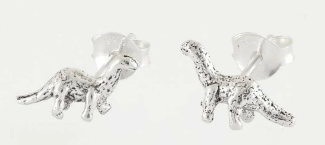 Stylish Silver Dinosaur Ear Stud Earrings - Unique Jewelry for a Dino-Lover