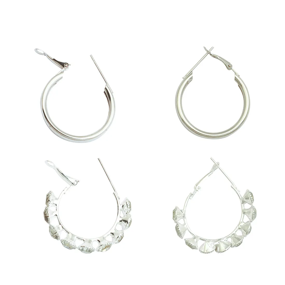 Stylish Silver Hoop Earring Set