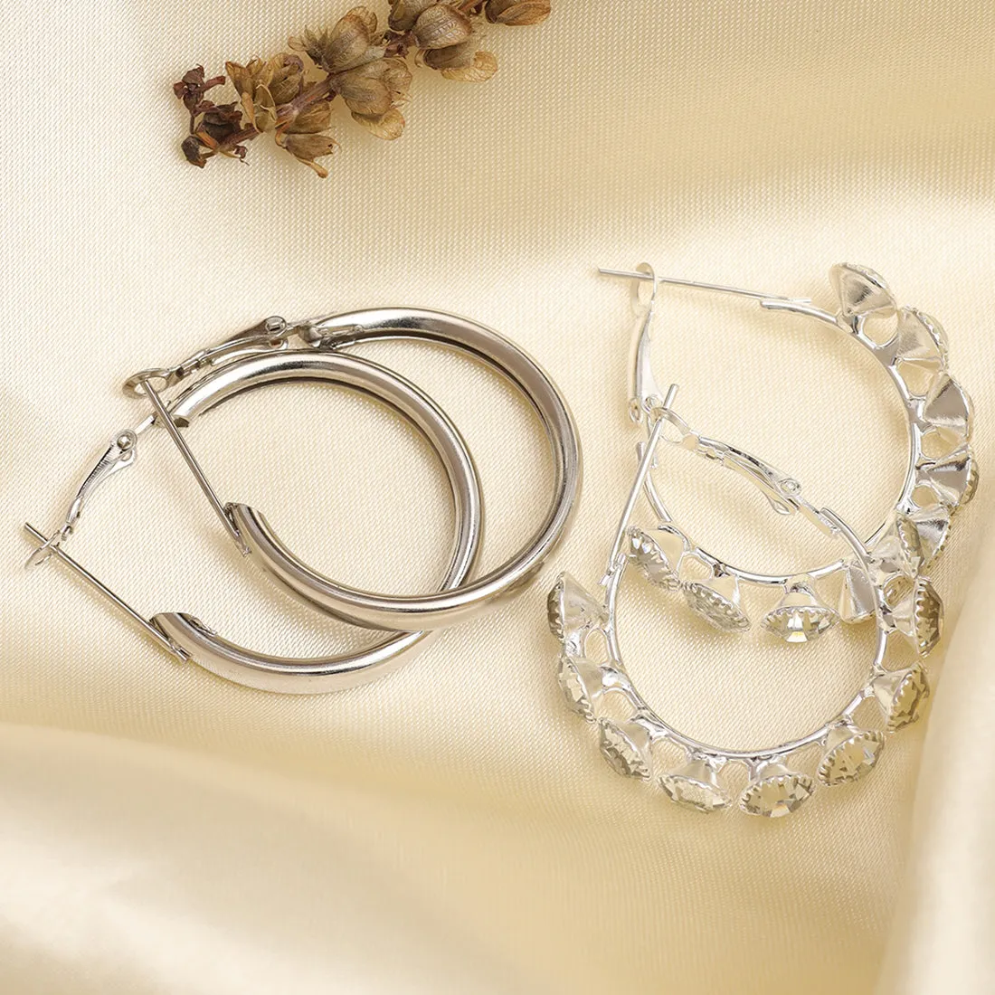 Stylish Silver Hoop Earring Set