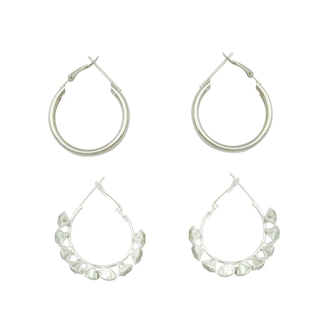 Stylish Silver Hoop Earring Set