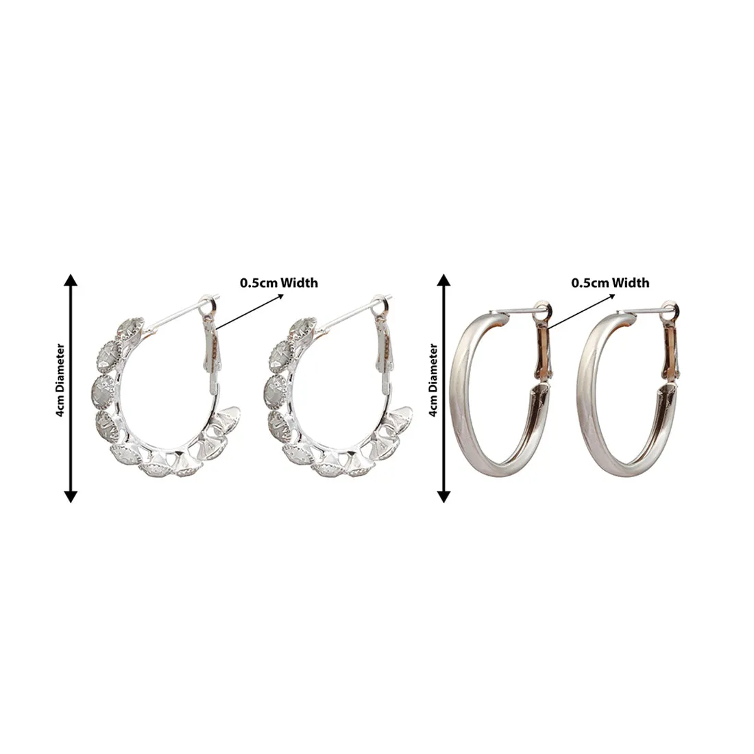 Stylish Silver Hoop Earring Set