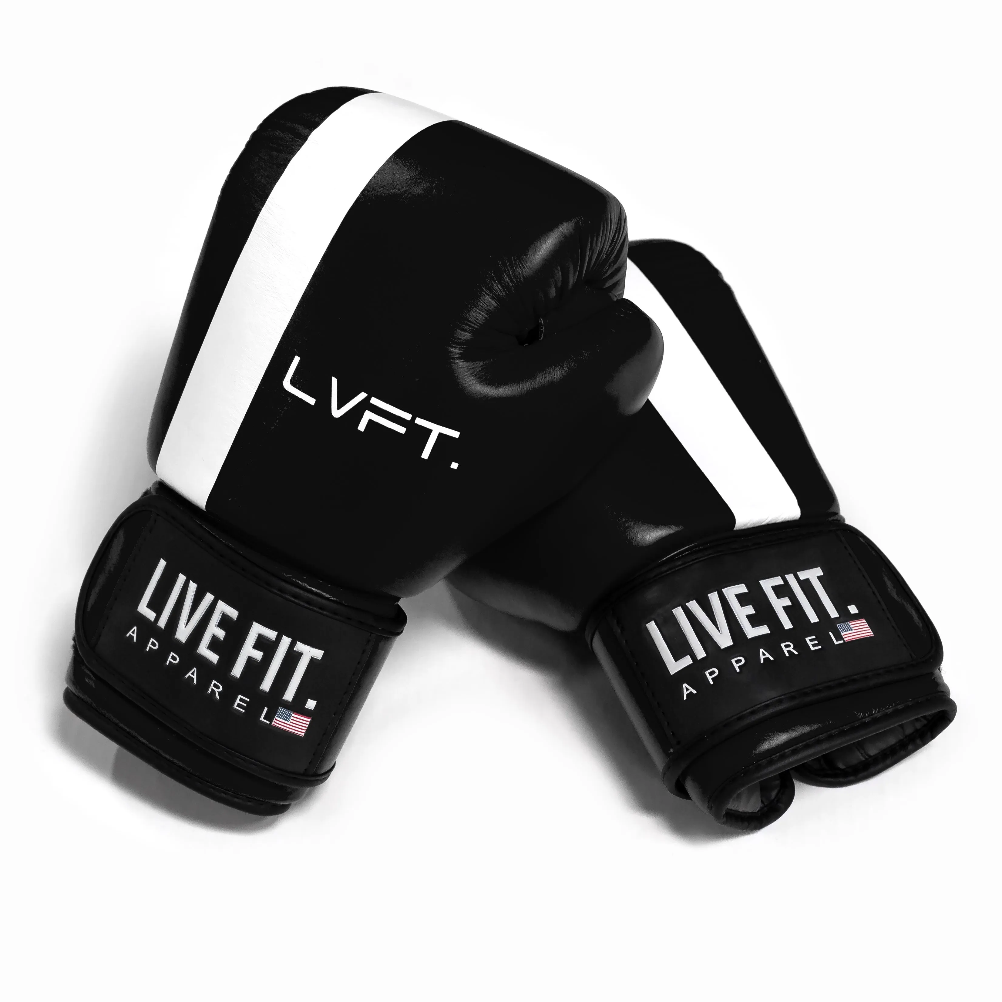 Thai Boxing Gloves- LVFT Stripe- Black