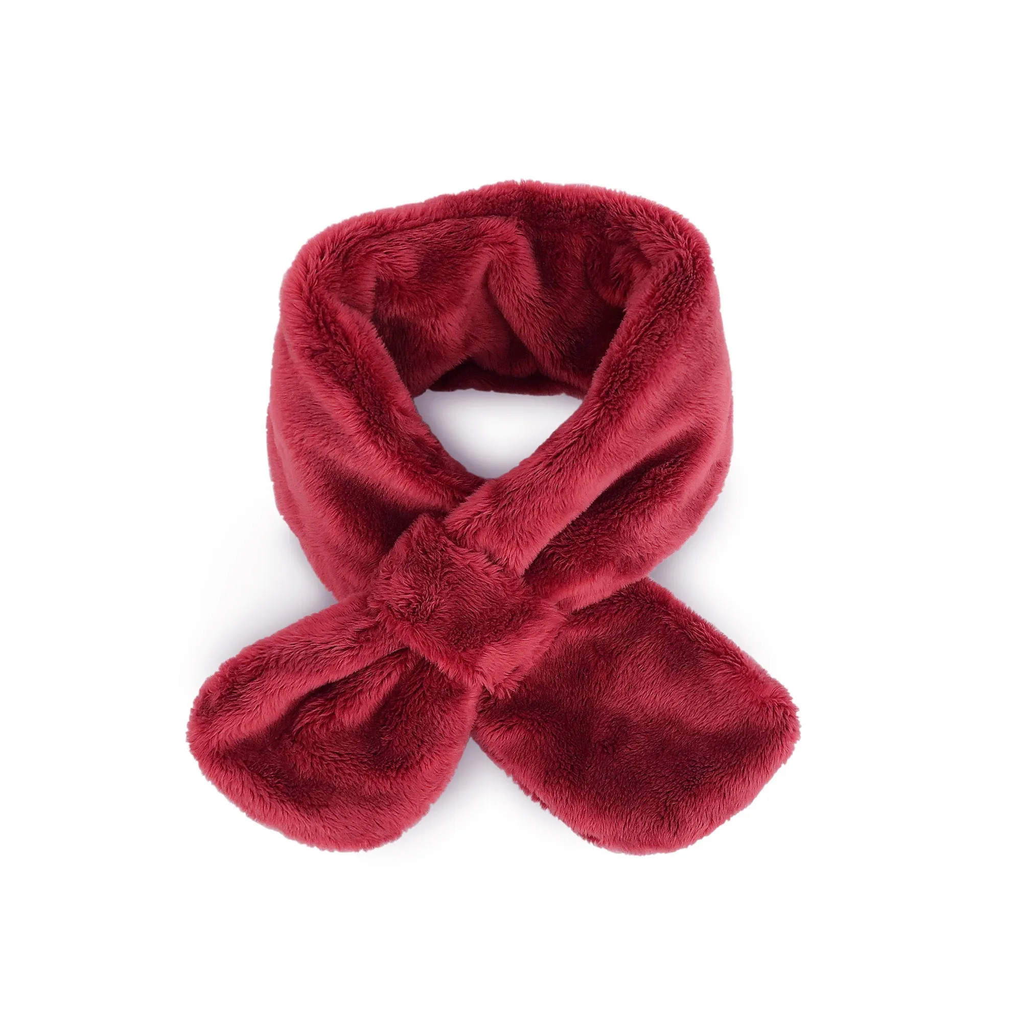 Toddler Winter Fashion Scarf Kids Warm Fluffy Thick Fleece Baby Neck Warmer | Red