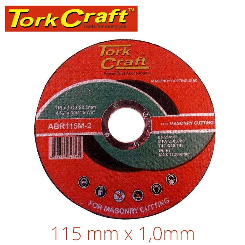 TORK CRAFT CUTTING DISC MASONRY 115 x 1.0 x 22.22MM ABR115M-2