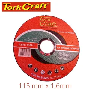 TORK CRAFT CUTTING DISC MASONRY 115 x 1.6 x 22.2MM ABR115M-1