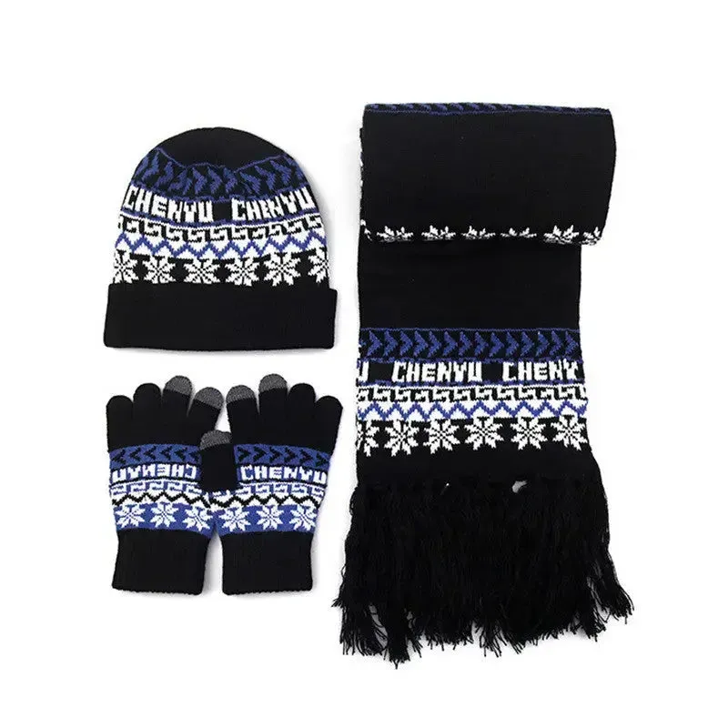 Warm Wool Knitted Hat Scarf And Gloves Set