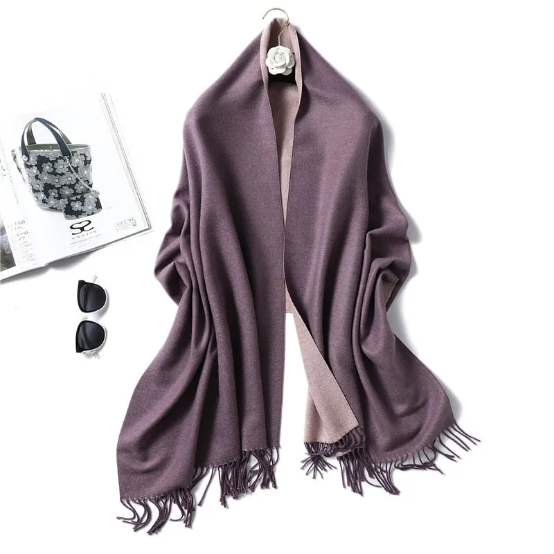 Winter Cashmere Scarf Women Thick Warm Shawls Wraps Lady Solid Scarves Fashion Tassels Pashmina Blanket Quality Foulard 2022 New