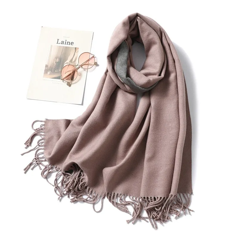 Winter Cashmere Scarf Women Thick Warm Shawls Wraps Lady Solid Scarves Fashion Tassels Pashmina Blanket Quality Foulard 2022 New