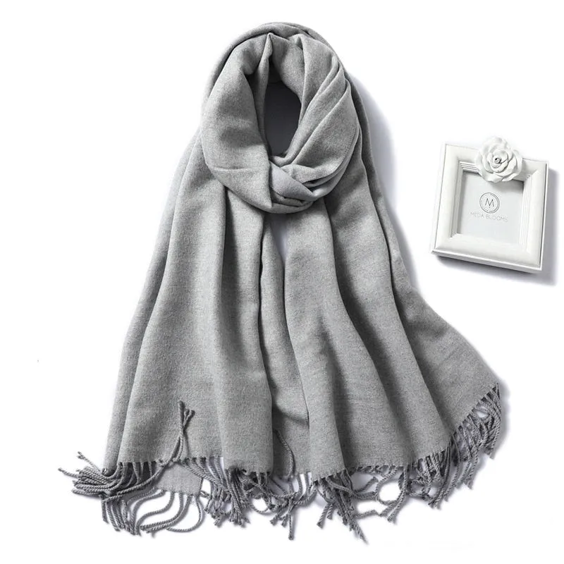 Winter Cashmere Scarf Women Thick Warm Shawls Wraps Lady Solid Scarves Fashion Tassels Pashmina Blanket Quality Foulard 2022 New