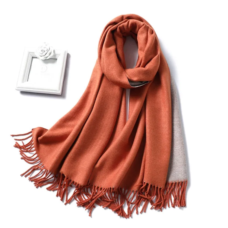 Winter Cashmere Scarf Women Thick Warm Shawls Wraps Lady Solid Scarves Fashion Tassels Pashmina Blanket Quality Foulard 2022 New