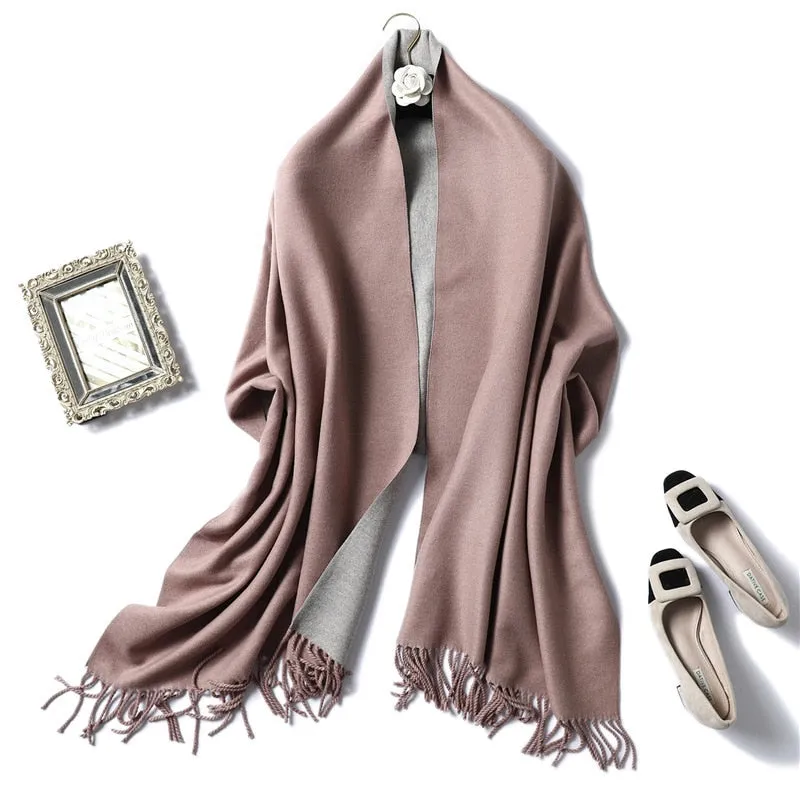 Winter Cashmere Scarf Women Thick Warm Shawls Wraps Lady Solid Scarves Fashion Tassels Pashmina Blanket Quality Foulard 2022 New