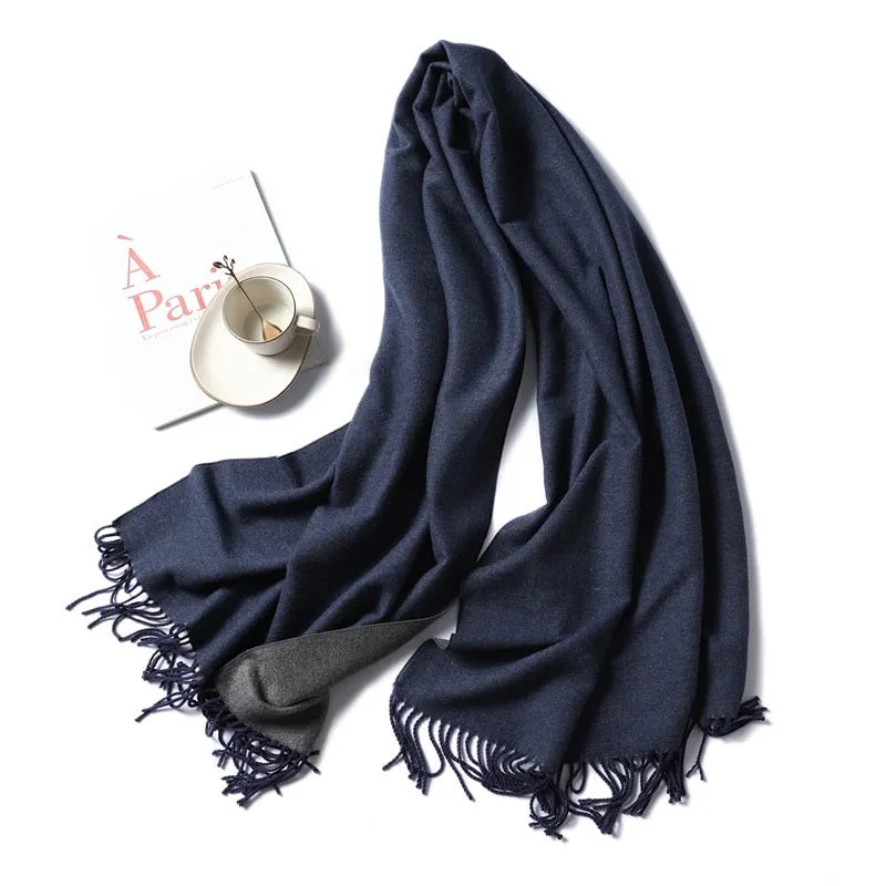 Winter Cashmere Scarf Women Thick Warm Shawls Wraps Lady Solid Scarves Fashion Tassels Pashmina Blanket Quality Foulard 2022 New