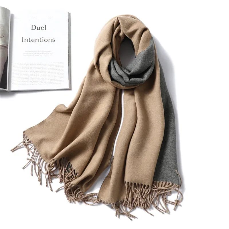 Winter Cashmere Scarf Women Thick Warm Shawls Wraps Lady Solid Scarves Fashion Tassels Pashmina Blanket Quality Foulard 2022 New