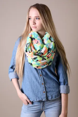 Women's Abstract Colorful Aztec Heart Infinity Circle Loop Scarf