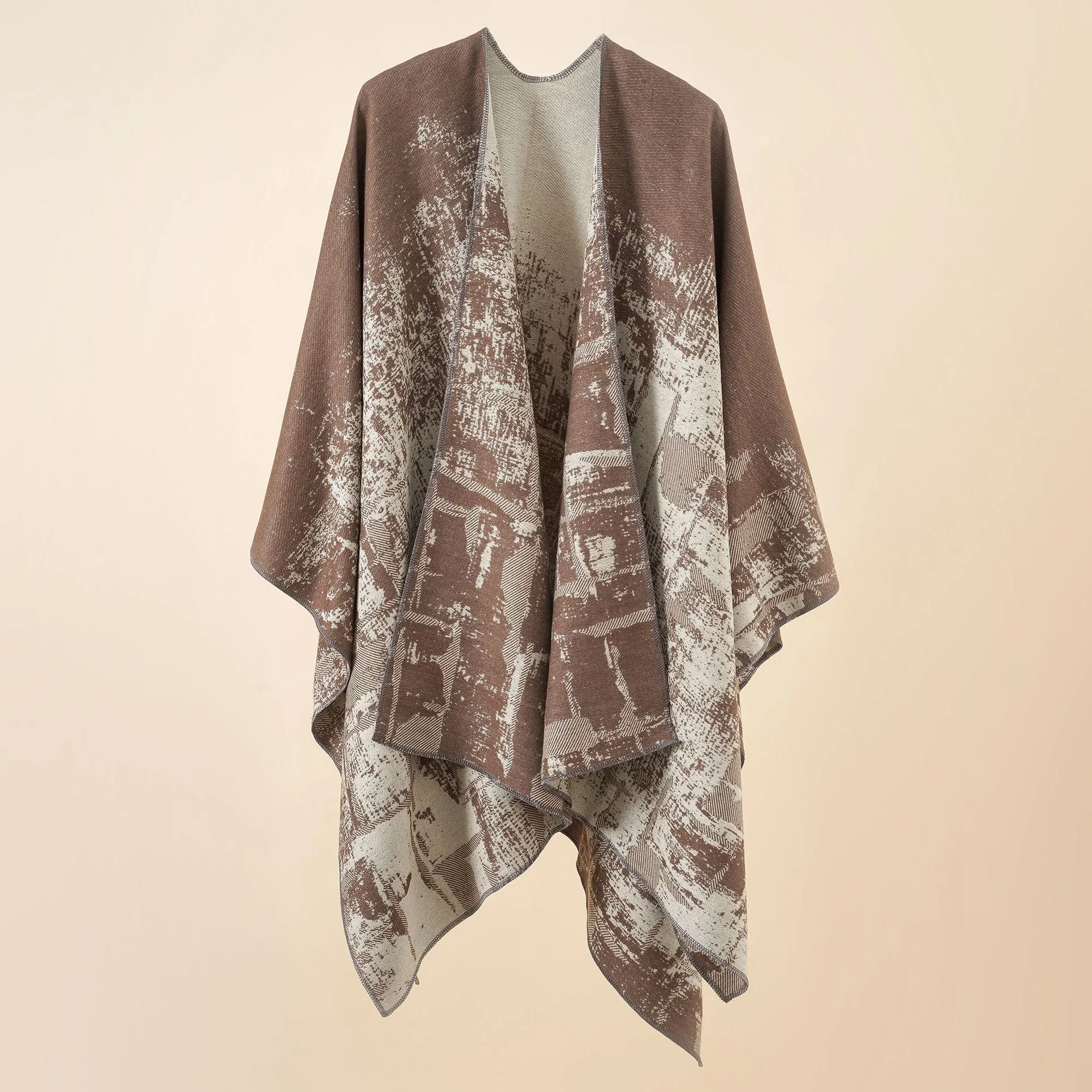 Women's fashion, warm in autumn and winter, graffiti, women's shawl, wearing shawl outside