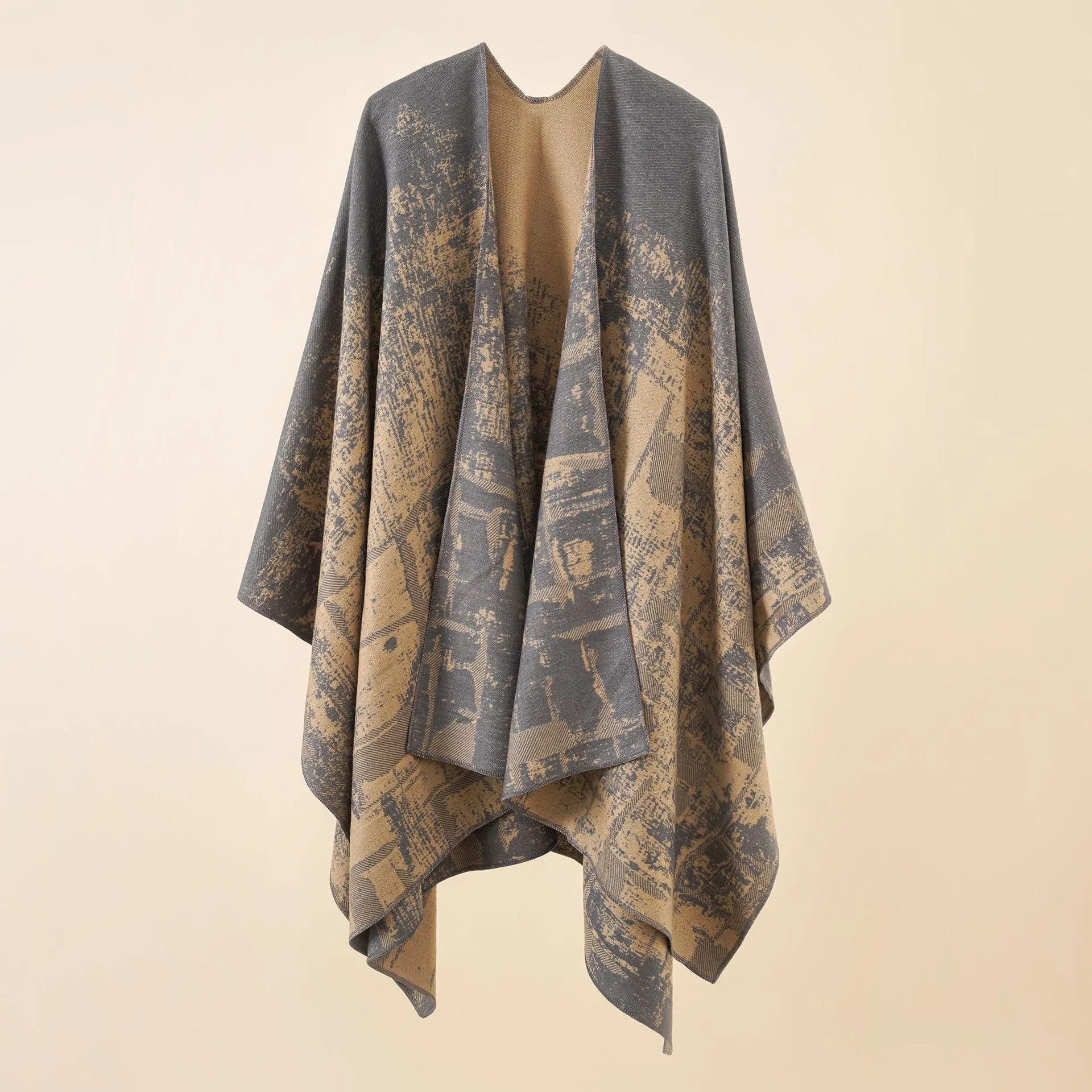 Women's fashion, warm in autumn and winter, graffiti, women's shawl, wearing shawl outside